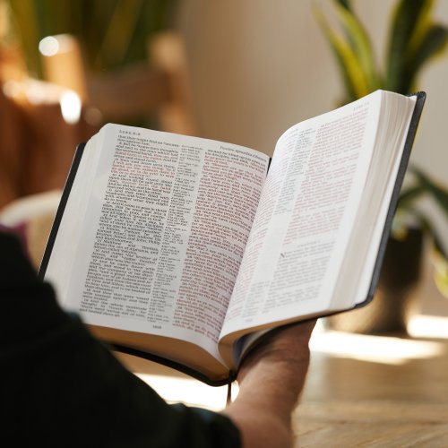 NKJV Holy Bible, Giant Print Center-Column Reference Bible, Blue Leathersoft, 72,000+ Cross References, Red Letter, Comfort Print: New King James Version