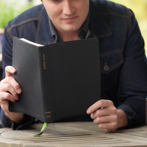 NET Bible, Thinline Large Print, Genuine Leather, Black, Comfort Print