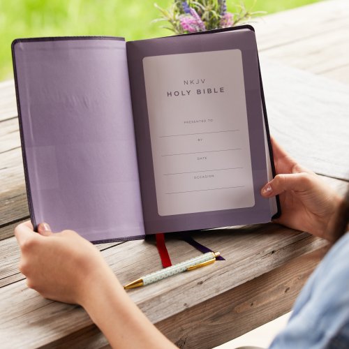NKJV Giant Print Center-Column Reference Bible, Verse Art Cover Collection, Leathersoft, Purple, Red Letter, Comfort Print