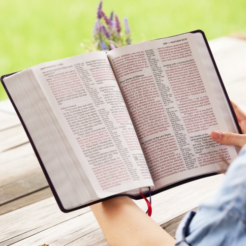 NKJV Giant Print Center-Column Reference Bible, Verse Art Cover Collection, Leathersoft, Purple, Red Letter, Comfort Print