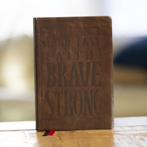 NKJV, Giant Print Center-Column Reference Bible, Verse Art Cover Collection, Genuine Leather, Brown, Thumb Indexed, Red Letter, Comfort Print