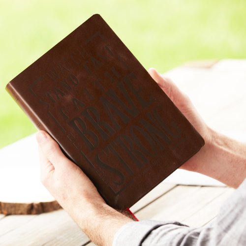 NKJV, Giant Print Center-Column Reference Bible, Verse Art Cover Collection, Genuine Leather, Brown, Thumb Indexed, Red Letter, Comfort Print