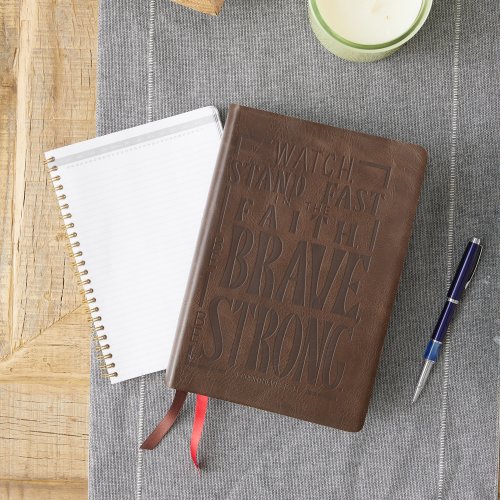 NKJV, Giant Print Center-Column Reference Bible, Verse Art Cover Collection, Genuine Leather, Brown, Thumb Indexed, Red Letter, Comfort Print