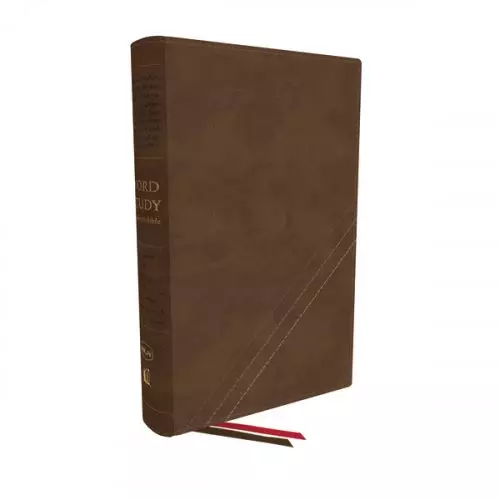 NKJV, Word Study Reference Bible, Leathersoft, Brown, Red Letter, Thumb Indexed, Comfort Print