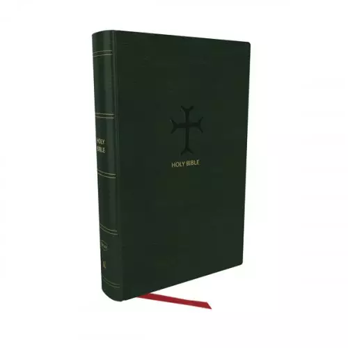 NKJV, End-of-Verse Reference Bible, Personal Size Large Print, Leathersoft, Green, Red Letter, Thumb Indexed, Comfort Print