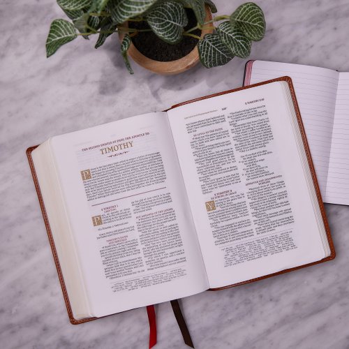 NKJV, Wide-Margin Reference Bible, Sovereign Collection, Leathersoft, Brown, Red Letter, Comfort Print