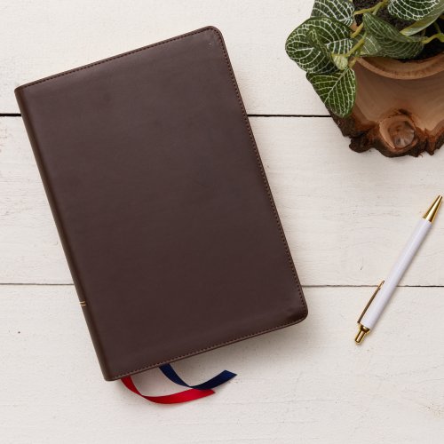 NKJV, Interleaved Bible, Journal Edition, Genuine Leather, Brown, Red Letter, Comfort Print