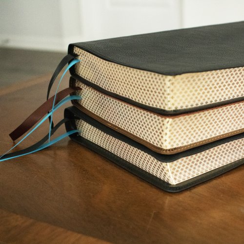 NKJV, Large Print Thinline Reference Bible, Blue Letter, Maclaren Series, Genuine Leather, Black, Comfort Print