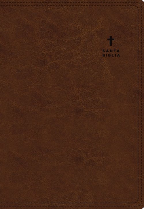 RVR60, Santa Biblia, Serie 50, Letra grande, Tamaño manual, Leathersoft, Café, Comfort Print