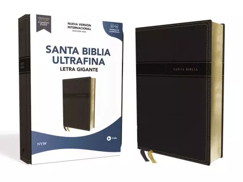 NVI, Santa Biblia, Texto revisado 2022, Ultrafina, Letra Gigante, Leathersoft, Negro, Palabras de Jesús en Rojo