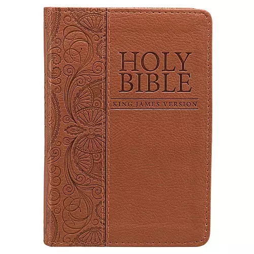 KJV Bible Mini Pocket Faux Leather, Toffee Brown