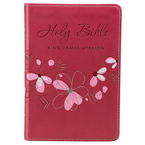 KJV Pocket Bible, Pink, Imitation Leather, Gift, Ribbon Marker, Lay-Flat Spine, Gilt Edges, Scripture Verse Finder, One Year Reading Plan