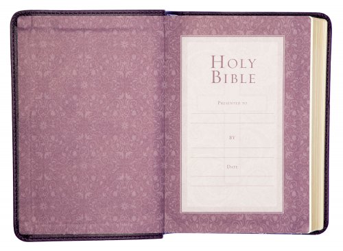 KJV Compact Large Print Bible, Purple, Lux-Leather, Words of Christ in Red, Concordance, Unique Scripture Verse Finder, Bible Reading, Full-Color Maps, Presentation Page