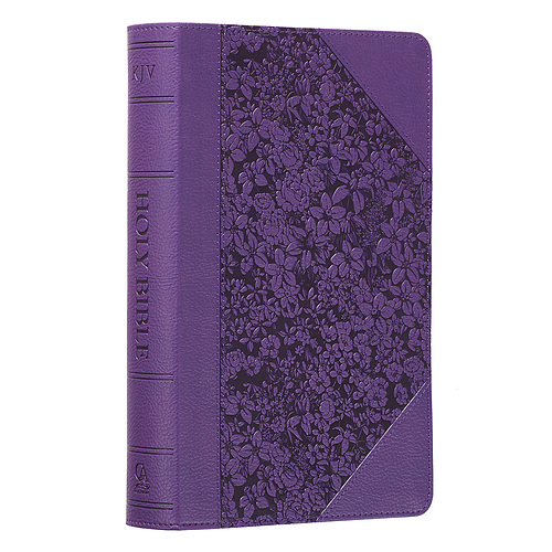 Two-tone Purple Floral Faux Leather Giant Print Standard-size King James Version Bible