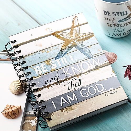 Journal Wirebound Cream/Blue Coastal Be Still Ps. 46:10