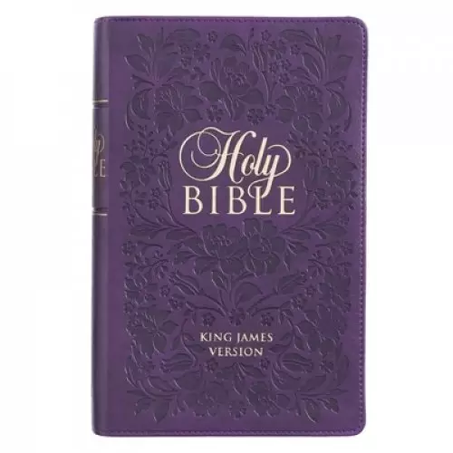 KJV Bible Giant Print Standard-size Faux Leather, Purple Floral