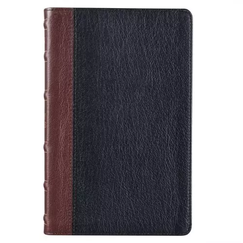 KJV Bible Deluxe Gift Full-grain Leather, Black/Saddle Tan