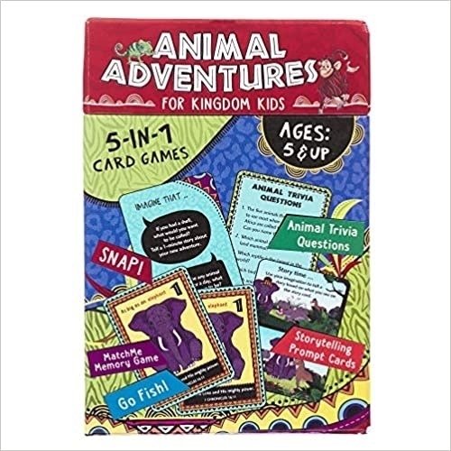 Animal Adventures For Kingdom Kids 5-in-1 Card Games, Animal Trivia, SNAP, Match Me Memory, Go Fish, Storytelling Prompts