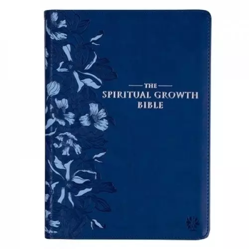NLT Spiritual Growth Bible, Navy, Imitation Leather, Articles, Book Introductions, Character Profiles, Cross-References, Topical Index, Presentation Page, Ribbon Markers, Thumb Index