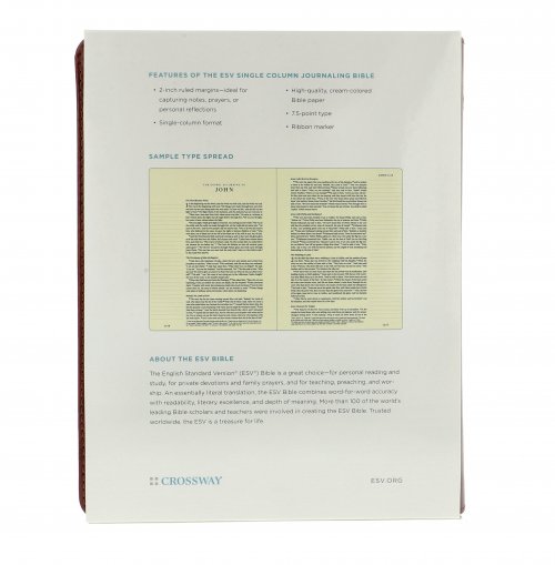 ESV Single Column Journaling Bible Chestnut Imitation Leather Wide Ruled Line Margins Ribbon Marker Thick Paper Sewn Binding