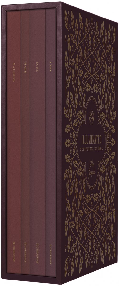 ESV Illuminated Scripture Journal Gospels, Burgundy, Gospels, Illustrated, Journaling, Wide Margins, Slipcase