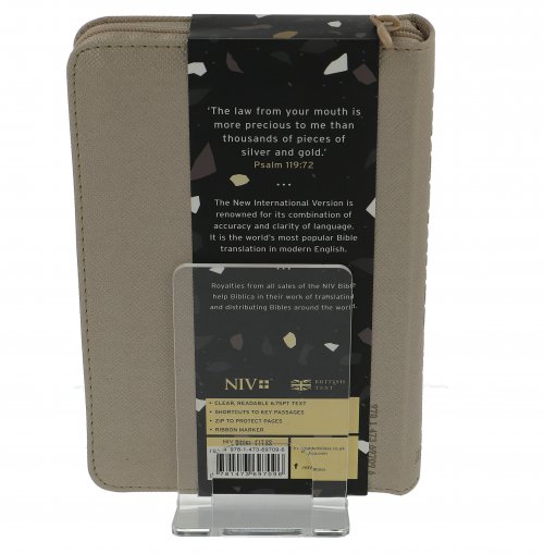 NIV Pocket Bible, Gold, Paperback, Zip, Shortcuts to Key Passages, Ribbon Marker