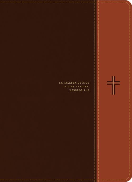 Biblia de estudio del diario vivir RVR60, letra grande (SentiPiel, Café/Café claro, Índice, Letra Roja)