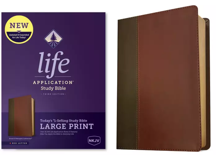 NKJV Life Application Study Bible, Third Edition, Large Print (LeatherLike, Brown/Mahogany, Red Letter)