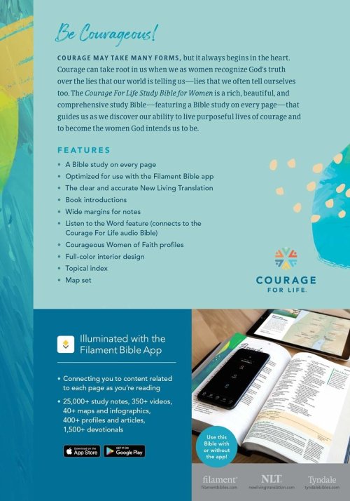 NLT Courage For Life Study Bible for Women, Filament Enabled (Hardcover, Indexed)
