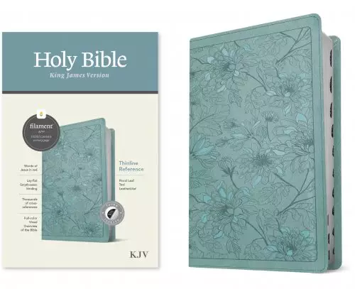 KJV Thinline Reference Bible, Filament-Enabled Edition (LeatherLike, Floral Leaf Teal, Indexed, Red Letter)