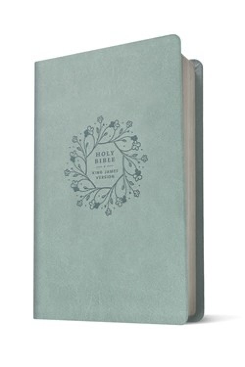 KJV Large Print Premium Value Thinline Bible, Filament Enabled (LeatherLike, Floral Wreath Teal, Red Letter)