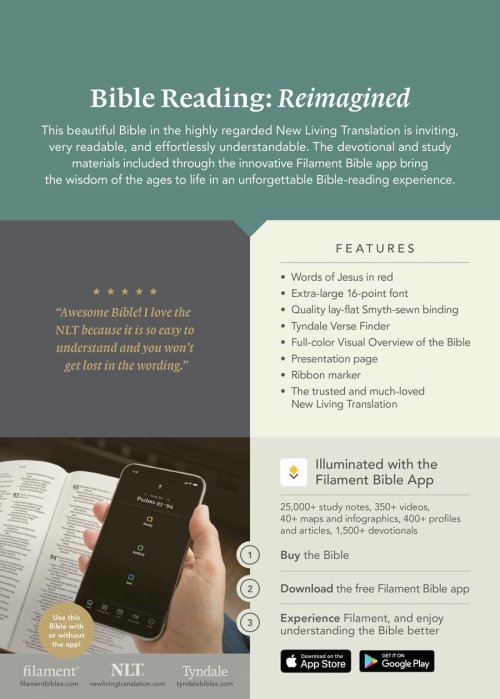 NLT Super Giant Print Bible, Filament Enabled (Genuine Leather, Black, Red Letter)