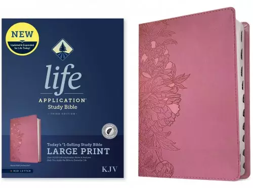KJV Life Application Study Bible, Third Edition, Large Print (LeatherLike, Peony Pink, Indexed, Red Letter)