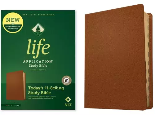 NLT Life Application Study Bible, Third Edition (Genuine Leather, Brown, Indexed, Red Letter)