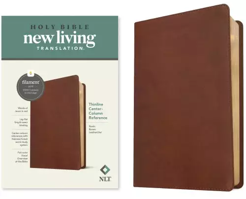 NLT Thinline Center-Column Reference Bible, Filament-Enabled Edition (LeatherLike, Rustic Brown, Red Letter)