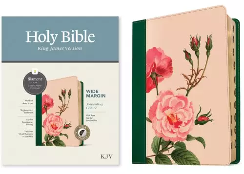 KJV Wide Margin Bible, Filament-Enabled Edition (LeatherLike, Pink Rose Garden, Indexed, Red Letter)