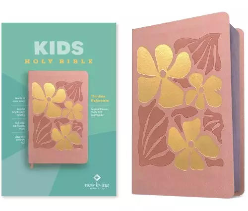NLT Kids Bible, Thinline Reference Edition (LeatherLike, Tropical Flowers Dusty Pink, Red Letter)