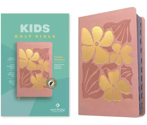 NLT Kids Bible, Thinline Reference Edition (LeatherLike, Tropical Flowers Dusty Pink, Indexed, Red Letter)