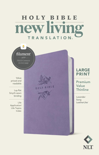 NLT Large Print Premium Value Thinline Bible, Filament-Enabled Edition (LeatherLike, Lavender Song)