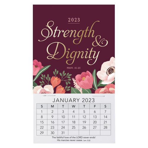 2023 Strength and Dignity Mini Magnetic Calendar - Proverbs 31:25