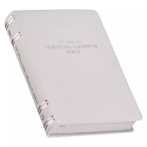 NLT, The Spiritual Growth Bible Full-grain Leather, White