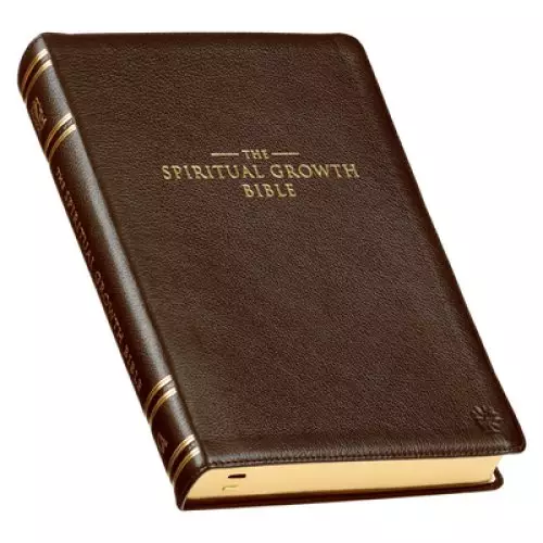 NLT, The Spiritual Growth Bible Full-grain Leather, Mahogany