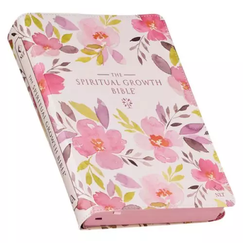 NLT, The Spiritual Growth Bible Faux Leather, Pink/Purple Floral Printed
