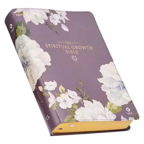 NLT, The Spiritual Growth Bible Faux Leather, Dusty Purple Floral Printed