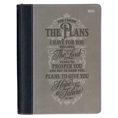 12 Month Executive Vegan Leather Planner for Men & Women: I Know the Plans - Jeremiah 29:11