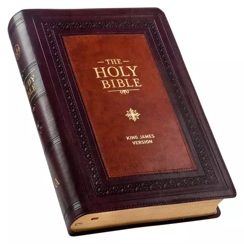 KJV Study Bible LP Faux Leather, Burgundy/Toffee