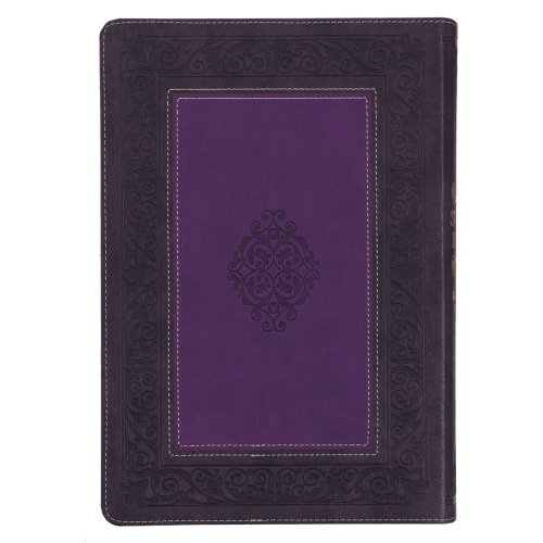 Two-tone Purple Faux Leather Large Print King James Version Study Bible with Thumb Index