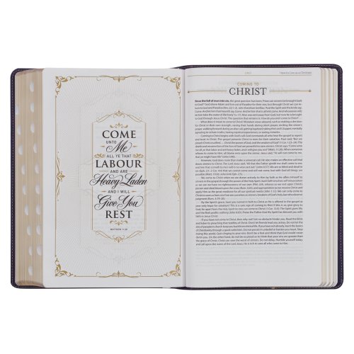 Two-tone Purple Faux Leather Large Print King James Version Study Bible with Thumb Index