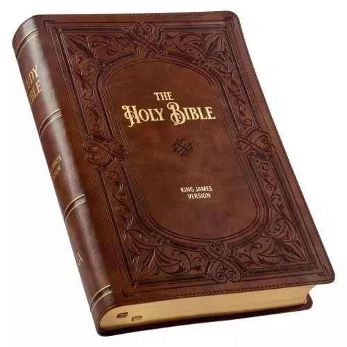 KJV Study Bible LP Faux Leather, Saddle Tan/Art Nouveau