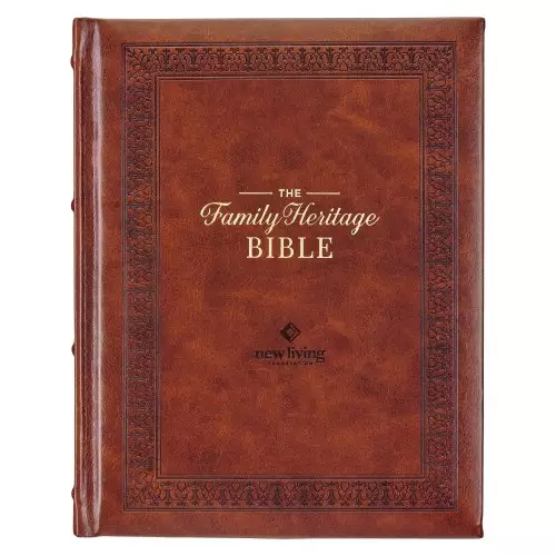 NLT Family Heritage Bible, Large Print Family Devotional Bible for Study, New Living Translation Holy Bible Faux Leather Hardcover, Additional Interac